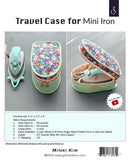 Travel case for a mini iron with colorful floral design on a gray background.