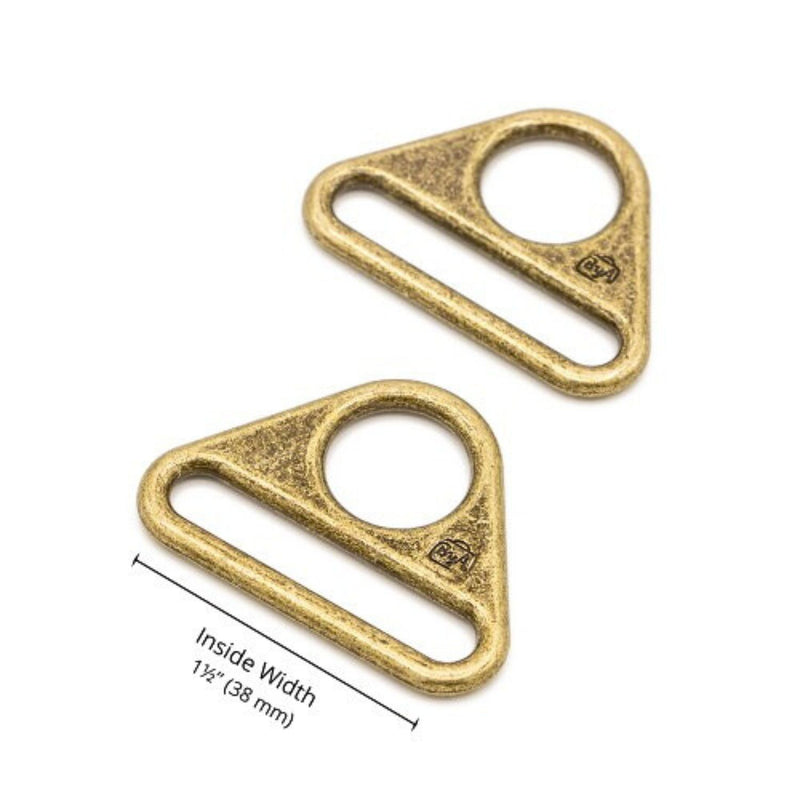 Triangle Ring Flat 1½ inch Antique Brass Set of Two ByAnnie HAR1.5-TR-AB-TWO