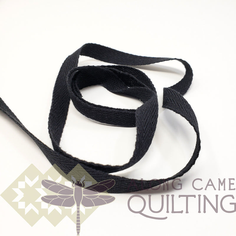Cotton Twill Tape 13mm (1⁄2") Wide - Black close up
