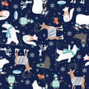 Snow Happy 4183-77 Navy Four Way Multi Animals