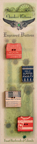 Ugly Sweater Party Engraved Wooden Buttons