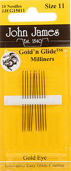 John James Gold'n Glide Milliners/Straw Needles - Size 11 