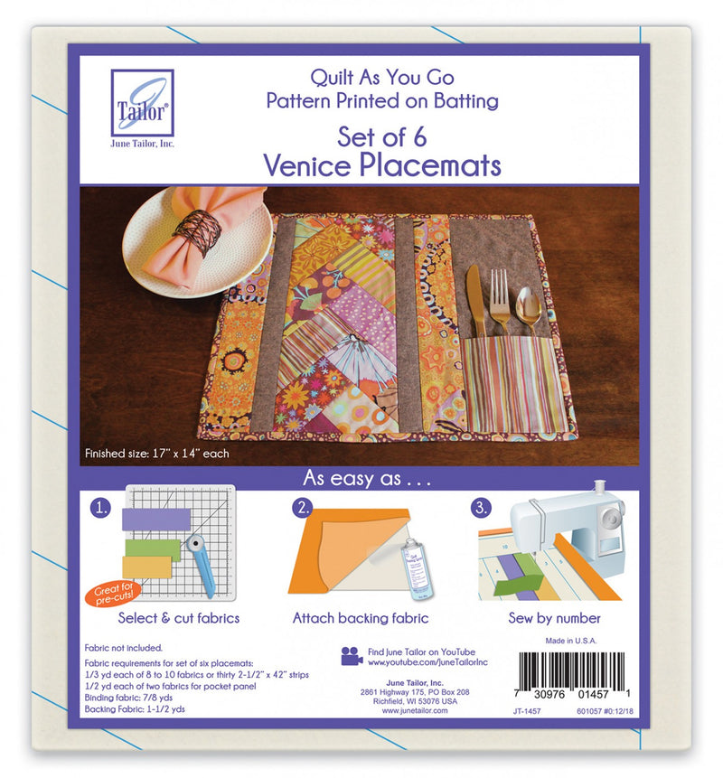 Venice Placemats - Quilt As You Go Preprinted Batting