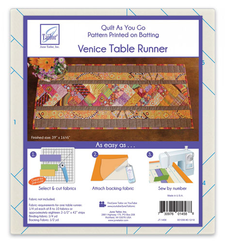 Venice Table Runner - Quilt As You Go Preprinted Batting