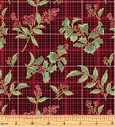 A Festive Medley 13185M-10 Holly and Plaid Red by Jackie Robinson for Benartex