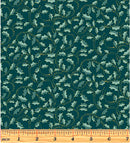 A Festive Medley 2657M-84 Golden Leaf Scroll Dark Teal by Jackie Robinson for Benartex