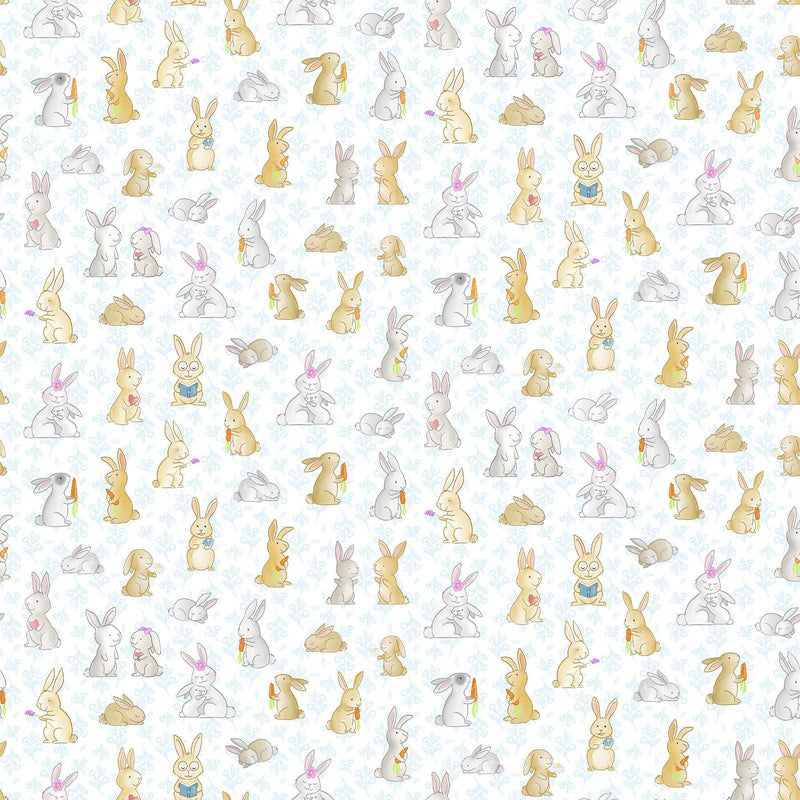 Bunnies for Baby 10212-10 In the Meadow White by Patrick Lose for Patrick Lose Fabrics