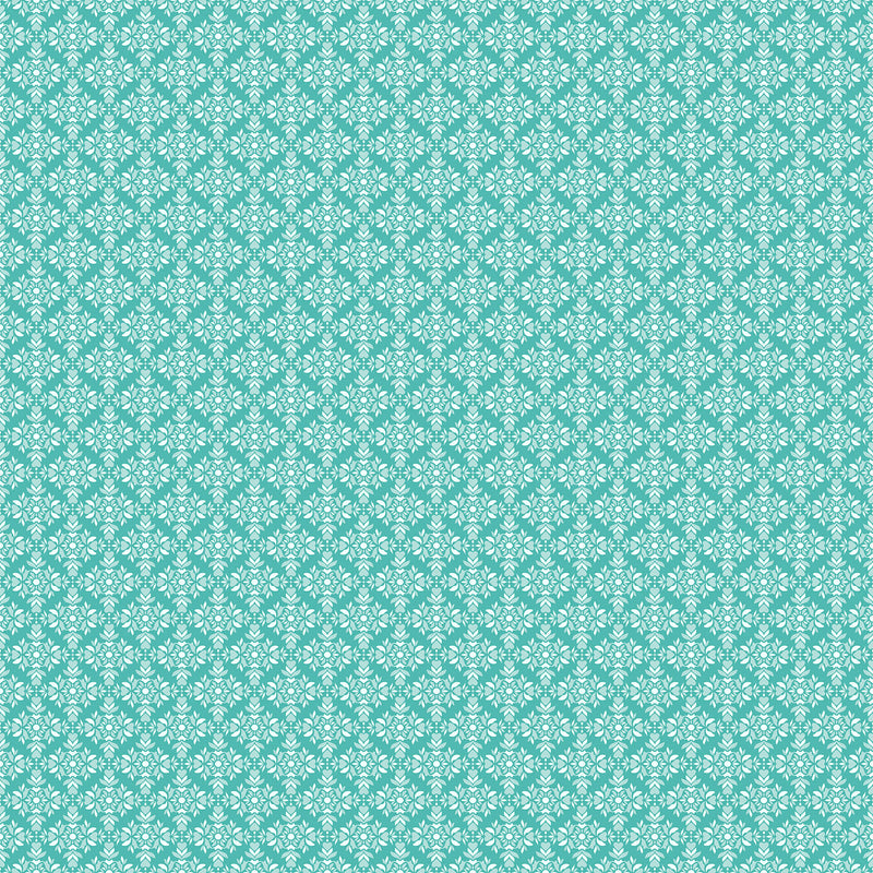 Busy Bunny 10136-61 Hearts Damask Turquoise by Patrick Lose Fabrics