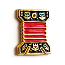 Embroidery Bobbin Enamel Pin - Black