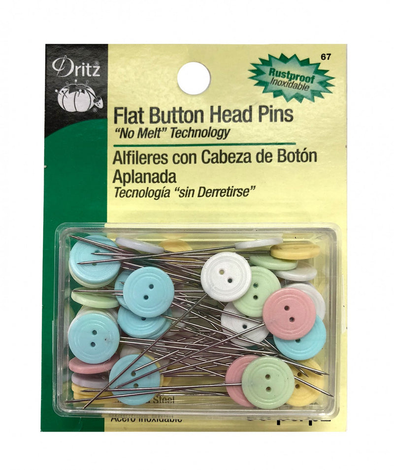 Button Flat Head Pins - No Melt - 50 Count
