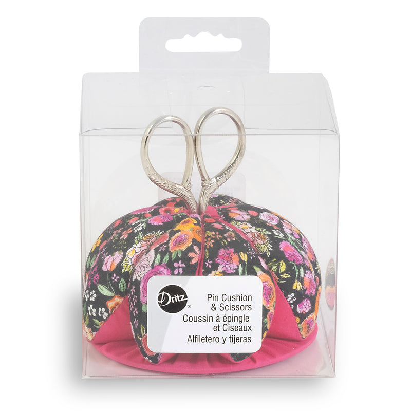 Floral Dome Pin Cushion With Scissors