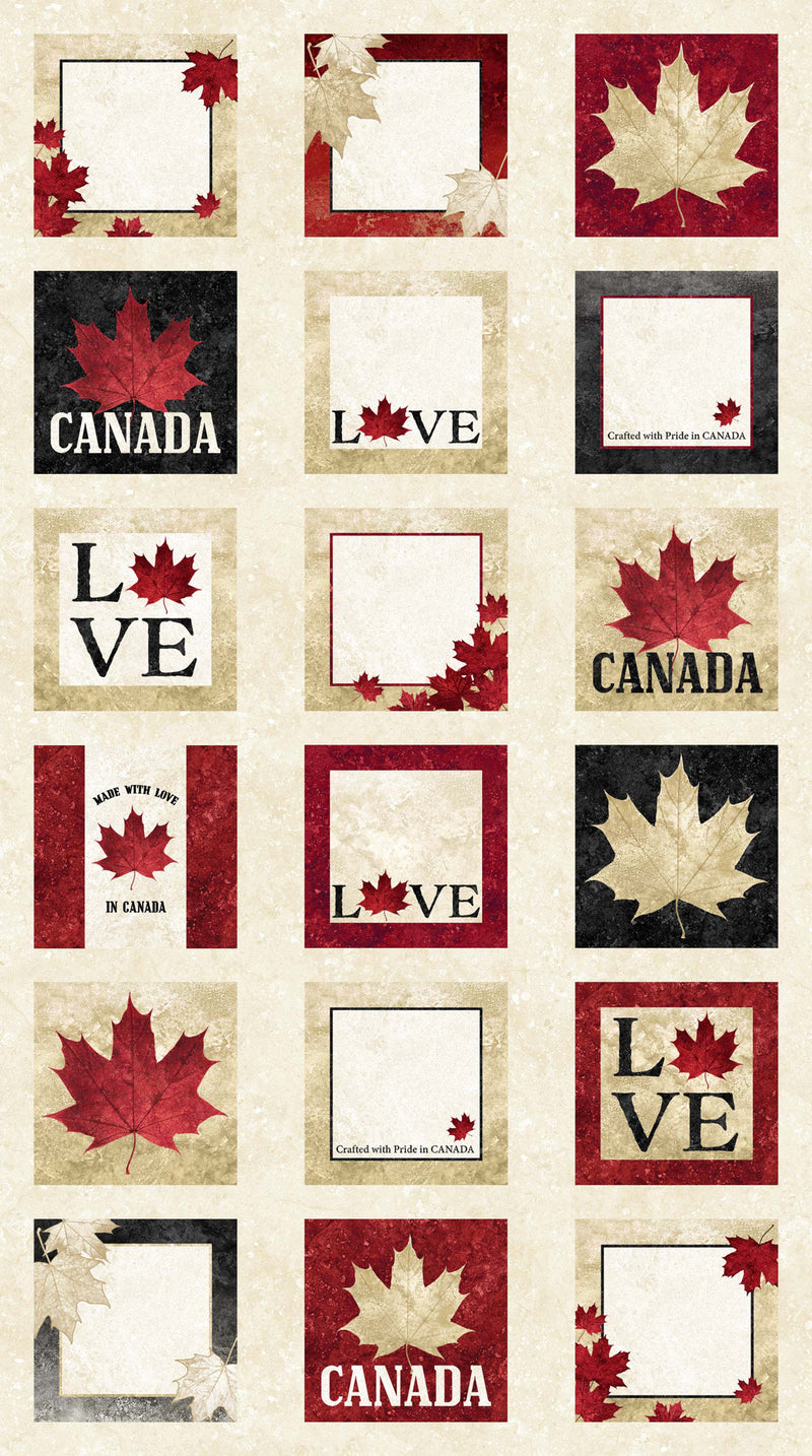 Oh Canada! 10th Anniversary Label Panel 24265-14 Label Panel Beige Multi by Deborah Edwards and Linda Ludovico for Northcott