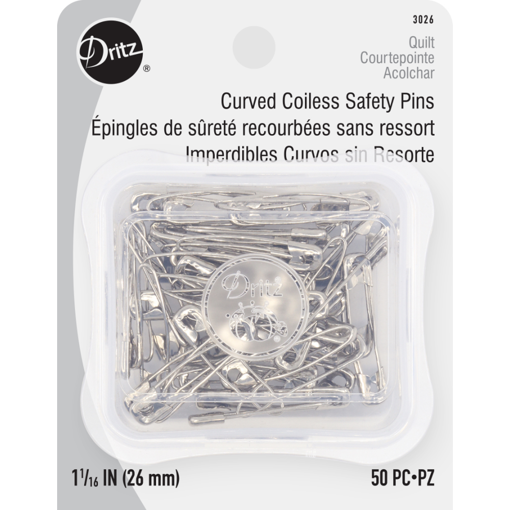 Dritz 1-1/16 inch Curved Coiless Safety Pins, 50 pc