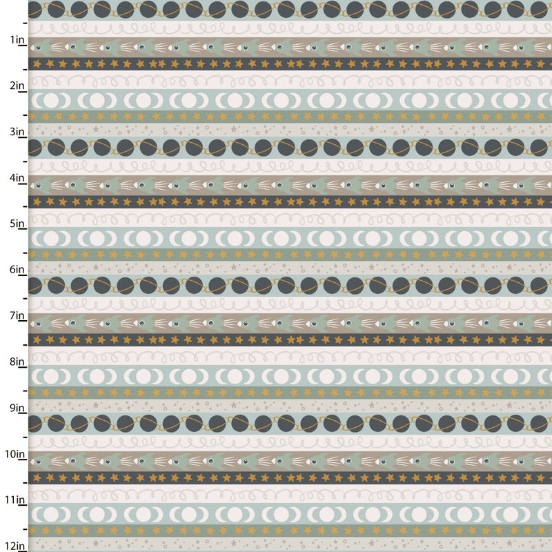 Starry Adventures Flannel 20257-MLT-FLN-D Space Stripe Multi by Lisa Perry for 3 Wishes Fabric