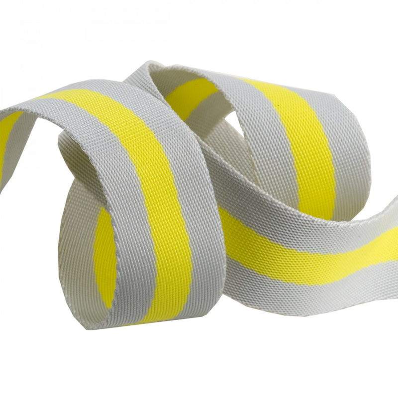 Tula Pink Striped Nylon Webbing - Gray and Yellow
