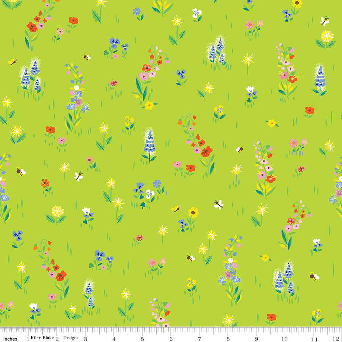 100 Aker Woods: PIcnic Meadow in Lime 100 Aker Woods: PIcnic Meadow in Lime