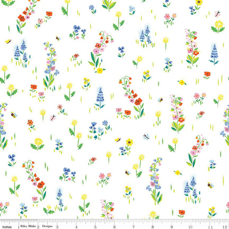 100 Aker Woods C15172-WHITE Picnic Meadow by Jill Howarth for Riley Blake Designs