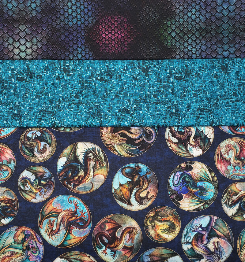 3 Yard Fabric Bundle for Fabric Cafe Books/Patterns - Dragon Fyre (Printed Cotton)