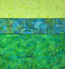 3 Yard Fabric Bundle for Fabric Café Books/Patterns - New Leaves in a Bright Sky (Batik)