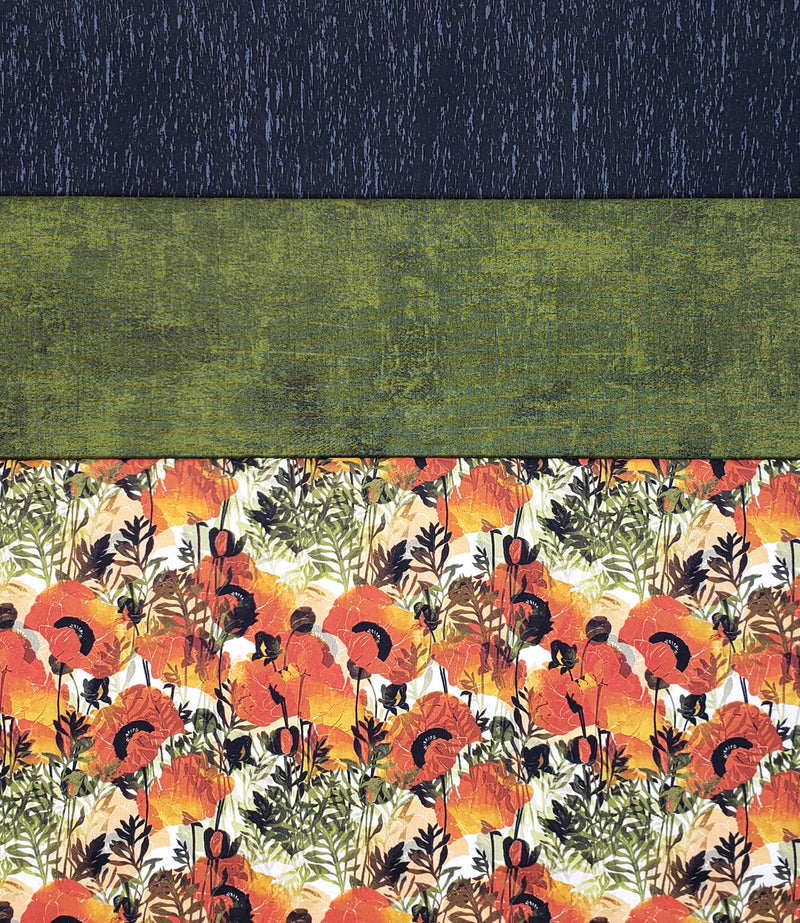 3 Yard Fabric Bundle for Fabric Cafe Books/Patterns - Poppies on the Boulevard (Printed Cotton)