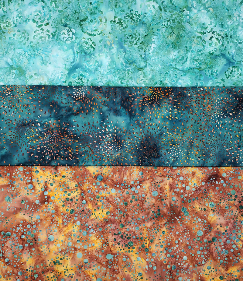 3 Yard Fabric Bundle for Fabric Café Books/Patterns - Rain At Last (Batik)