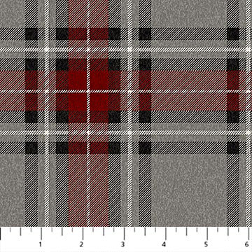 West Creek Wovens W23904-94 Lennox Gray Red 74.5% Cotton/22% Polyester/3.5% Rayon - 0.38m (approx. 15") Remnant