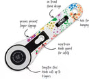 45mm Olfa Rotary Cutter with Blooming Garden Handle design showing features
