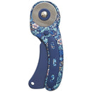 Quilting 45mm Blue Floral Rotary Cutter with blue floral pattern on a white background