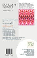 Bohemian Spark Quilt Pattern Picture of Back of Pattern Zen Chic BSQP