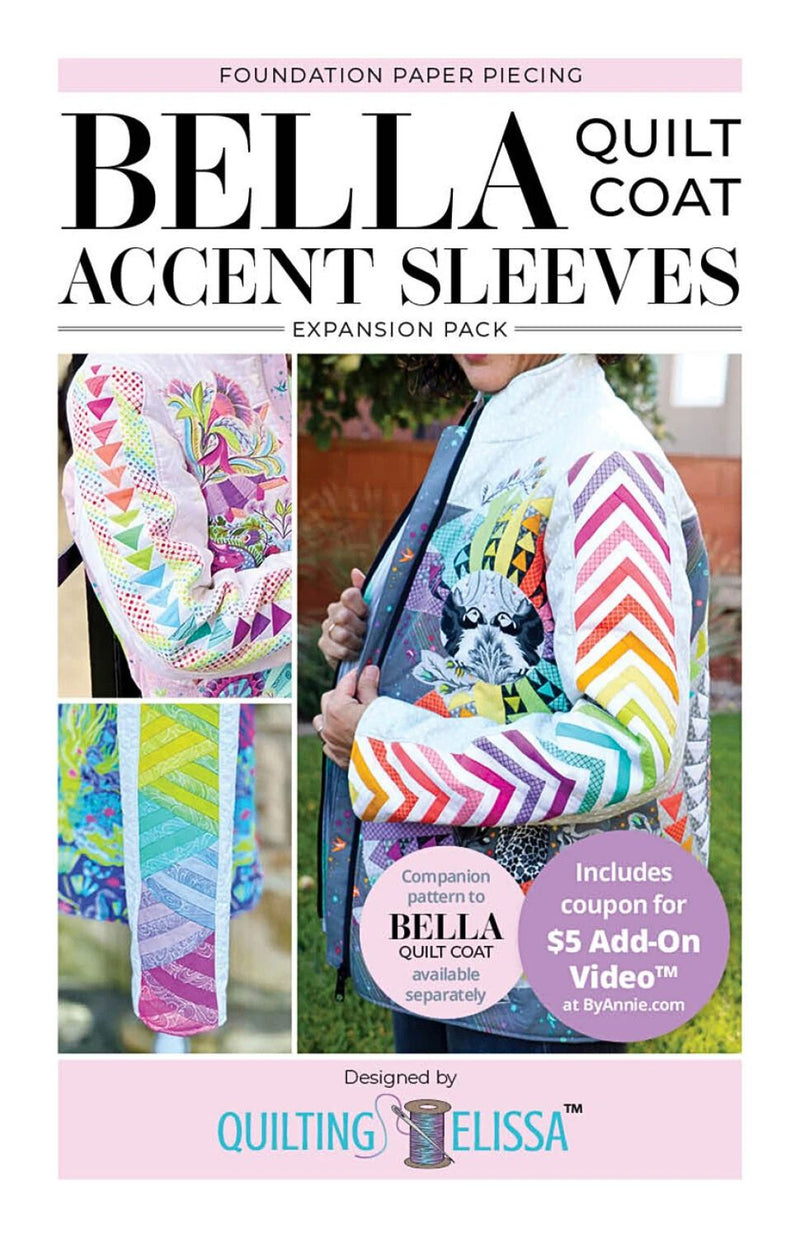 Bella Quilt Coat Accent Sleeves packaging featuring colorful patterns  for coat sleeves.