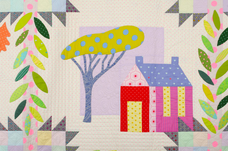 Big Woods Quilt Fabric Pack closeup of house block