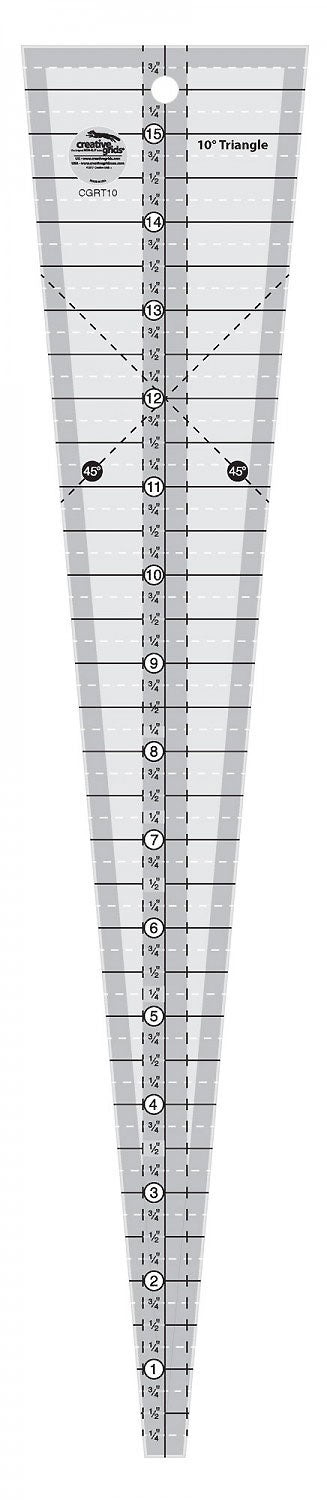 Creative Grids 10 Degree Triangle Ruler  (By Special Order: Read description for full details)