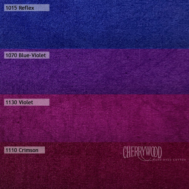 Cherrywood Hand Dyed Fabric 4-Step Fat Quarter Bundle Violet Medley