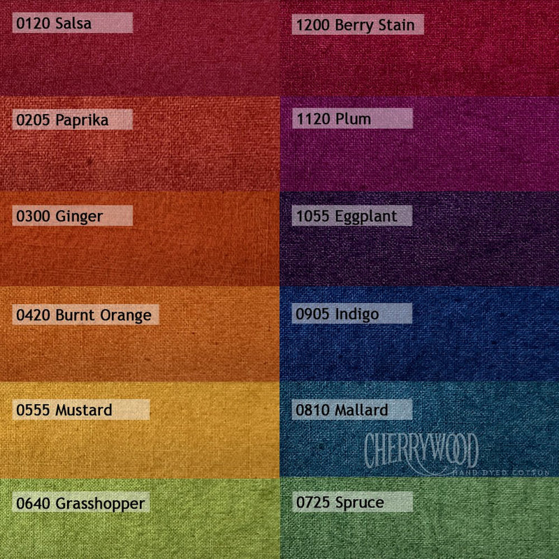 Cherrywood-Hand-Dyed-Fabric-8-Step-Fat-Quarter-Bundle-Color-Wheel-Dark