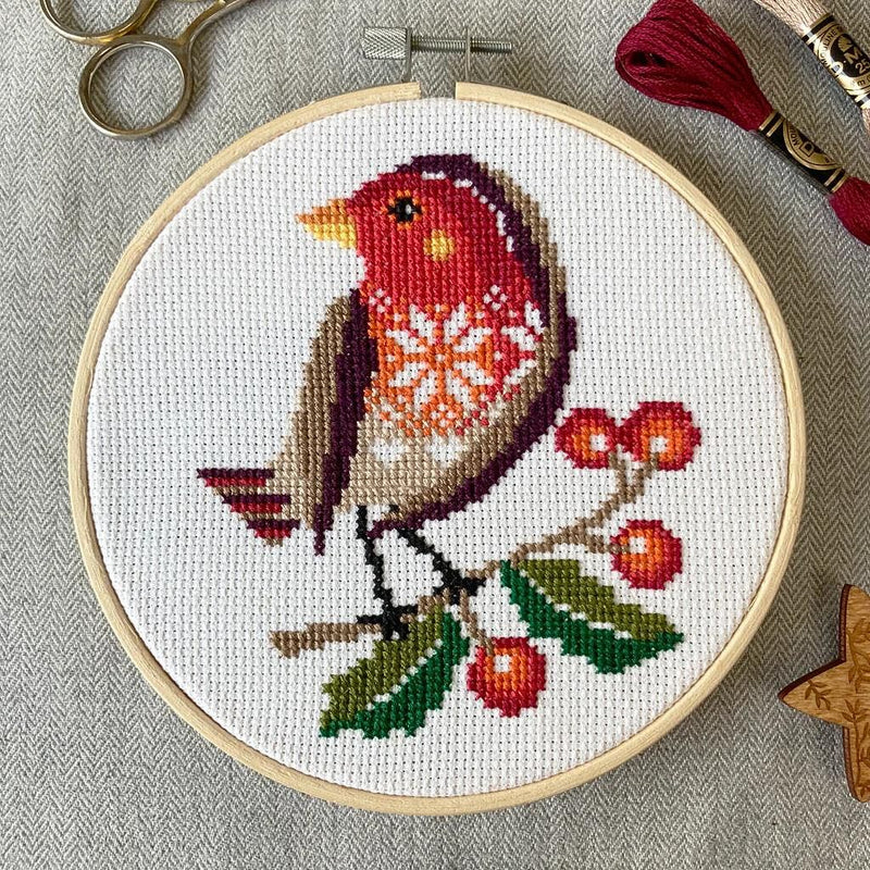 Cross Stitch Kit Rockin Robin closeup