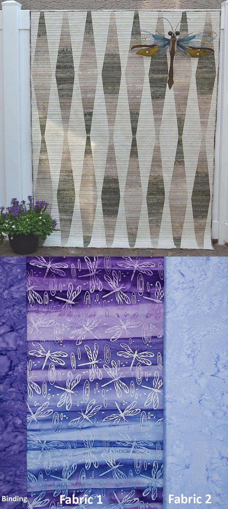 Dragonflies at the Beach Quilt Kit - Purple/Blue Colourway - Includes Ruler