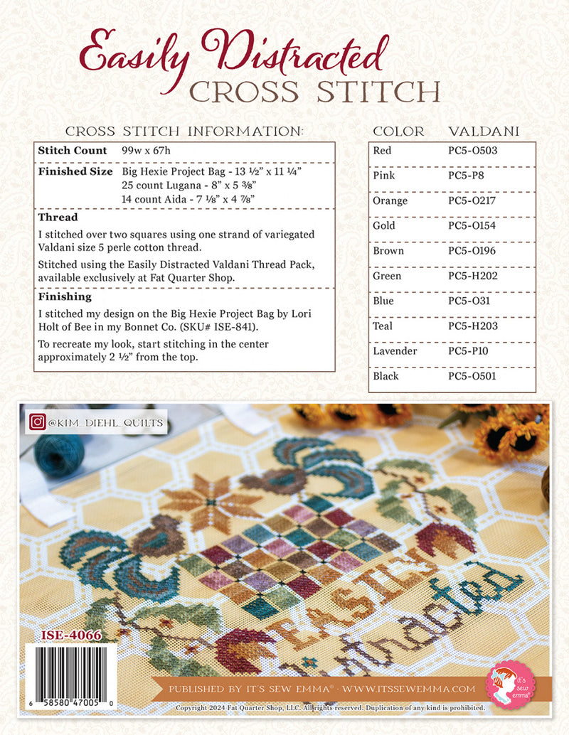 Easily Distracted Cross Stitch Pattern back cover