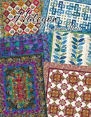 A quilt book cover titled 'Halcyon by Jason Yenter' featuring a collage of six colorful quilt designs with geometric, floral, and leaf patterns.