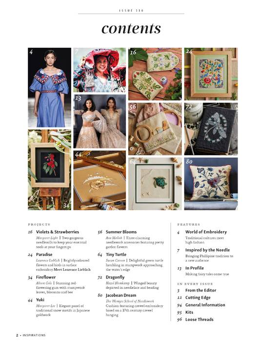 Inspirations Issue 110 - Stitching Sensations contents page