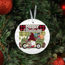 Metal Ornament Merry Christmas Gnome with Truck Lake & Laser LAL-MA14