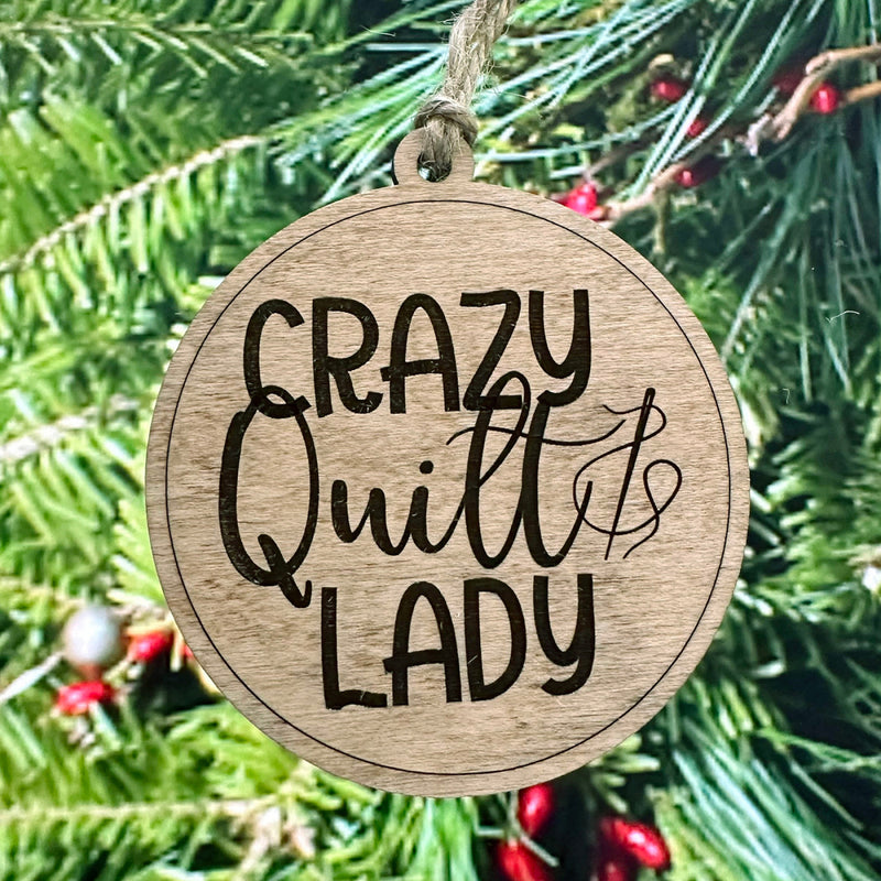 Premium Maple Wood Ornament Crazy Quilt Lady Lake & Laser LAL-WC05