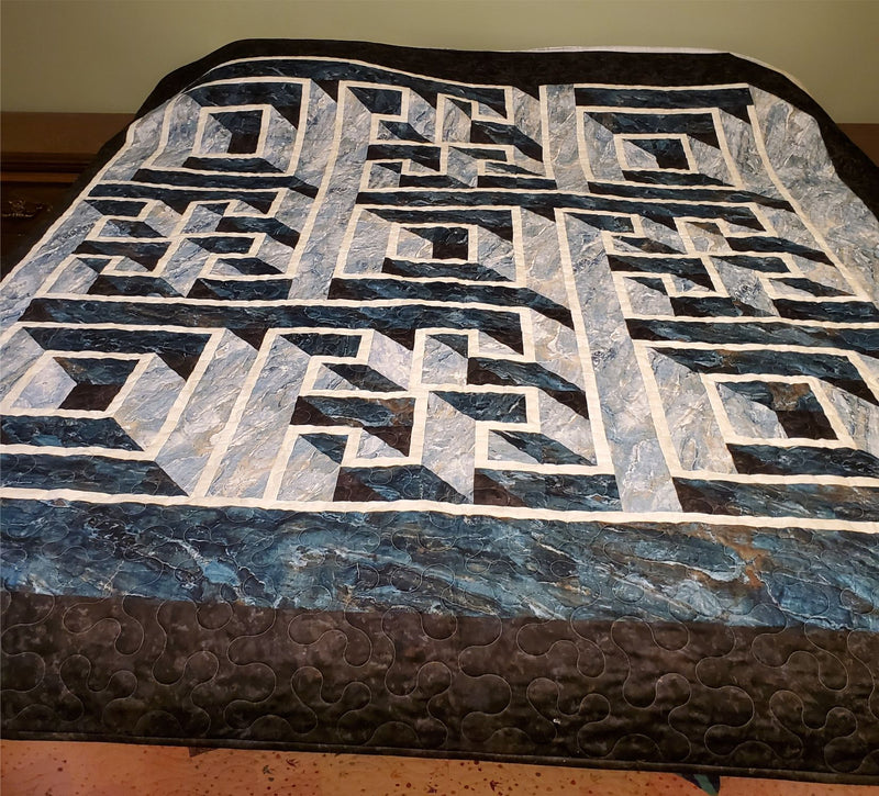 Labyrinth Walk Quilt Kit in Teal/Brown