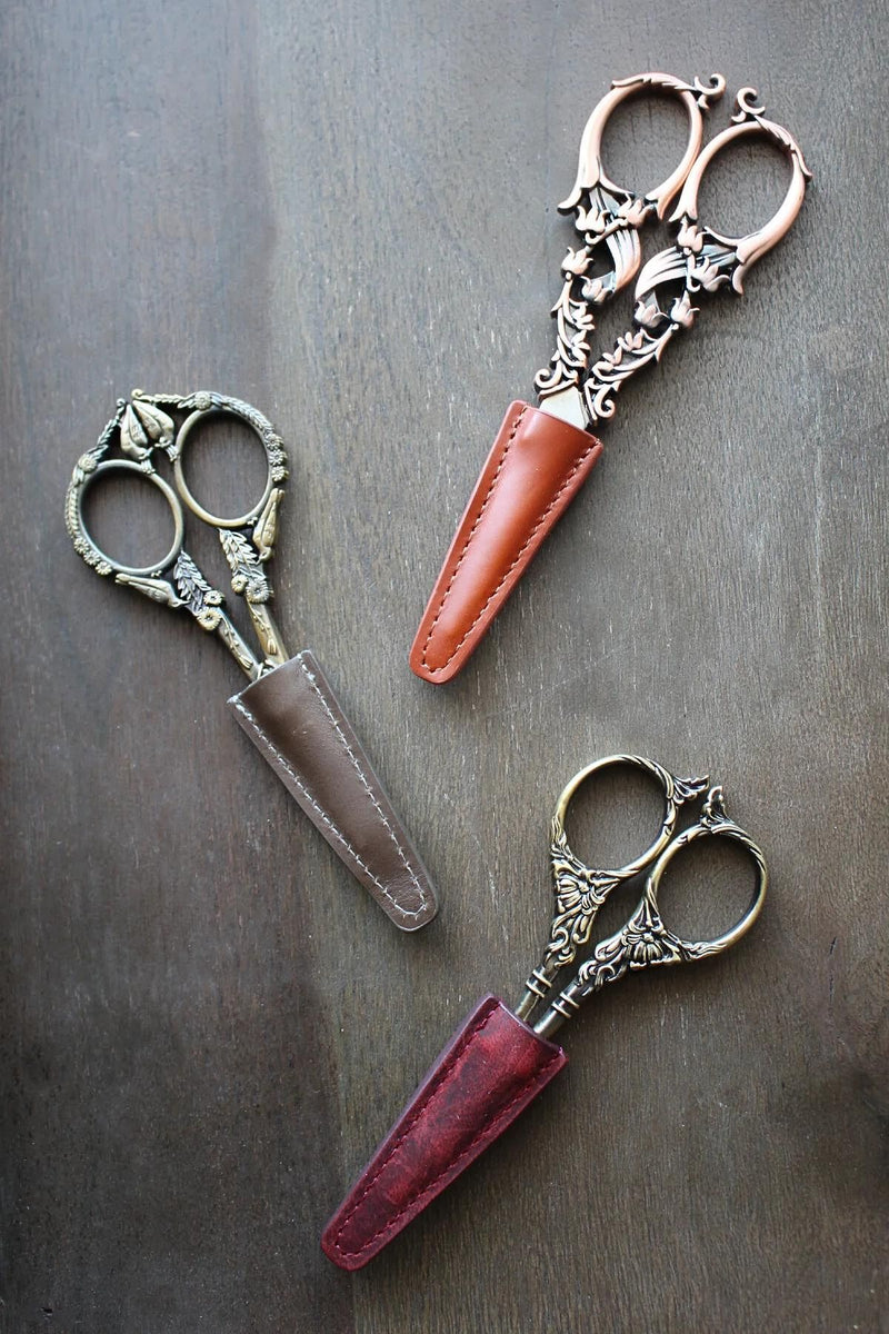 Leather-Scissor-Sheaths picture of all three colors spread out