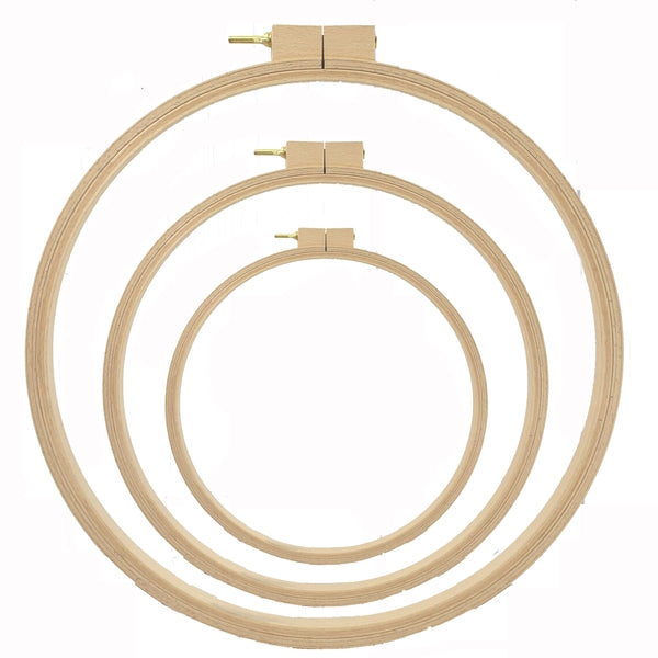 Nurge Beech Round Quilt Hoops 24mm (1 inch) Deep showing multiple sizes