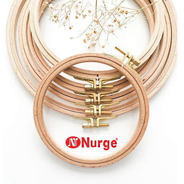 Nurge beech round embroidery hoops showing various sizes