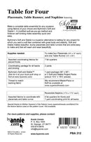 Table For Four Pattern Picture of Back of Pattern  ByAnnie PBA212