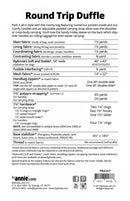 Round Trip Duffle Bag Pattern Picture of Back of Pattern  ByAnnie PBA267