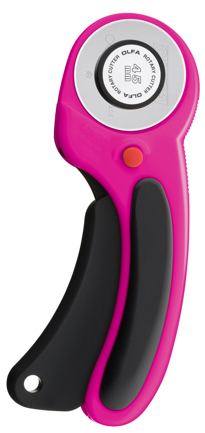 45mm Ergonomic Rotary Cutter Magenta Close Up Picture Olfa RTY-2DX-MAG