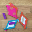 SewTites Magnetic Pin Minis 5pk Close Up Picture Showing Product with English Paper Piecing STMINI5