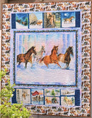 Snowfall on the Range quilt in garden